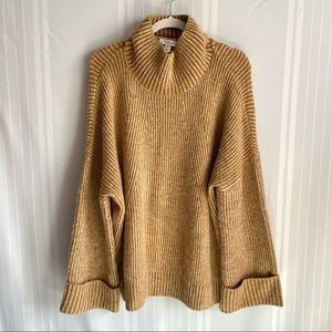 Topshop Knit Funnel Neck Pullover Sweater Camel